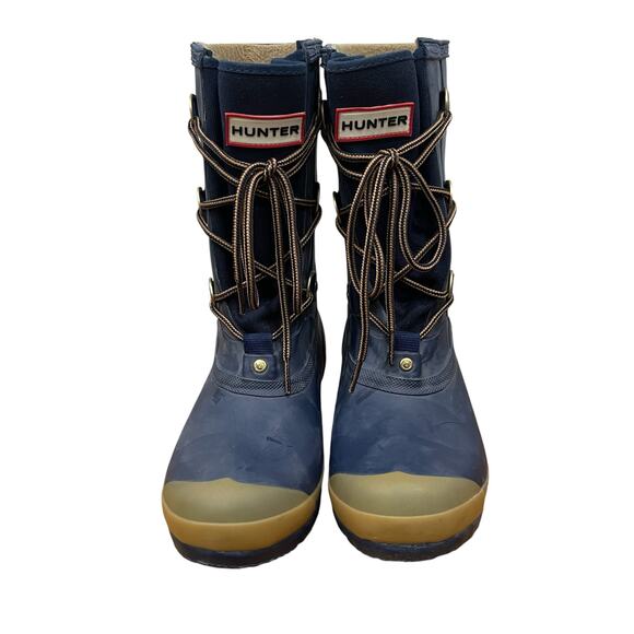 Hunter Boots Sascha Blue Lace Up Rain Boots Size 7F/ 6M - Picture 2 of 12